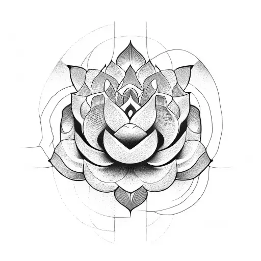 A Tribal Snake Wrapped Around A Lotus Flower