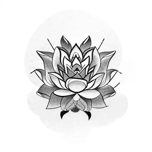 A Tribal Snake Wrapped Around A Lotus Flower