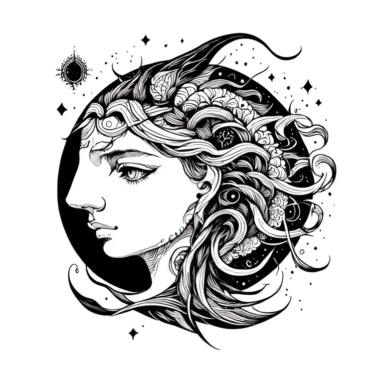 Zodiac Sign Aquarius A Simple Line Drawing