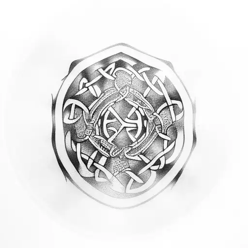 Celtic Tree Bark On Armor On A Mans Arm