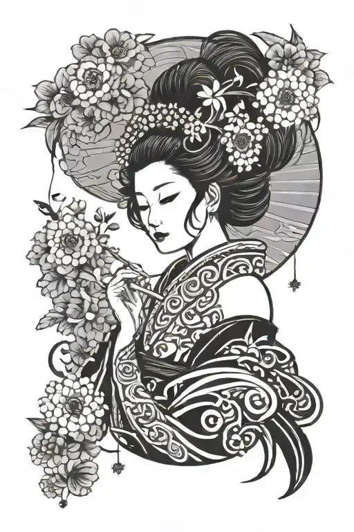 Geisha With A Nice Background