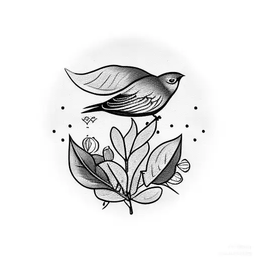 Bird Holding Olive Leaf