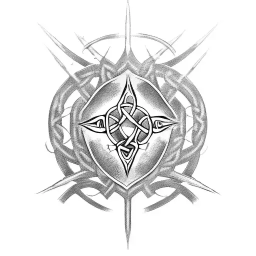 Celtic Tree With A Background Of Medieval Armor