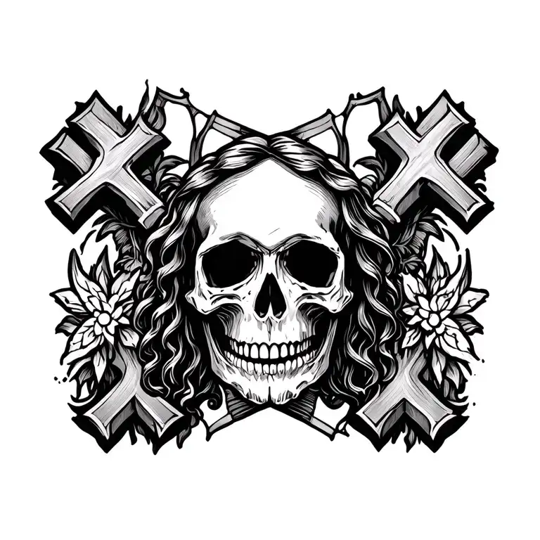 Skull And Crosses Jesus Cross
