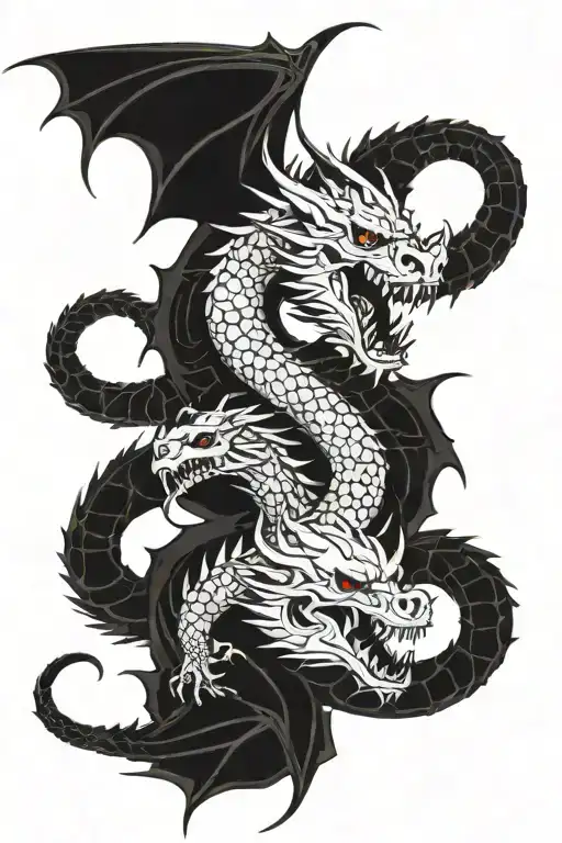 Dragon Intertwined With Skulls
