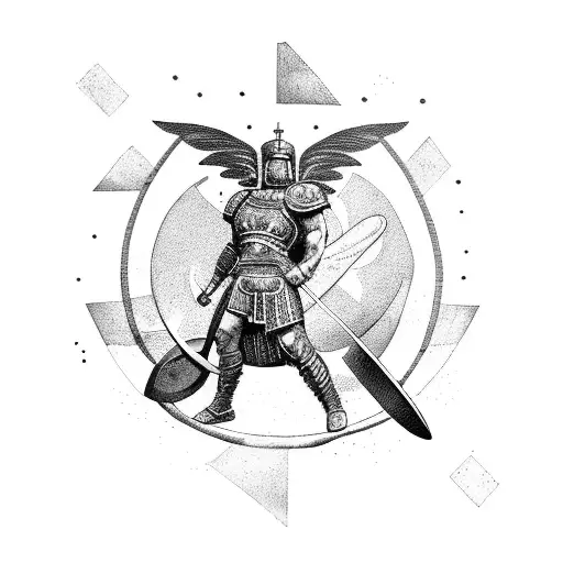 A Gladiator Warrior Battling Against A Cosmic Creature In Space