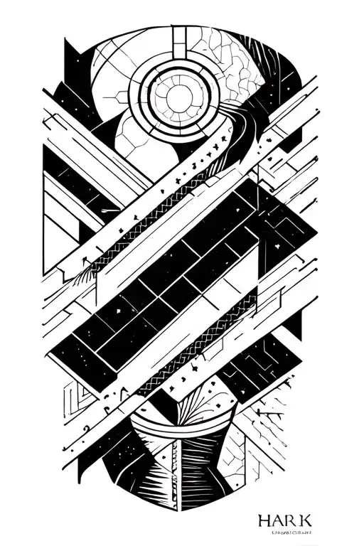 A Full Black-out Foram With Geometric Design Incorporating Starting Frome The Elbow To The Wrist