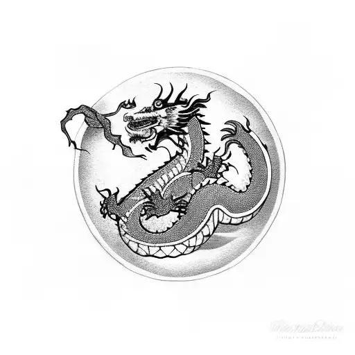 Dragon Eating Cheese In Chinese Style