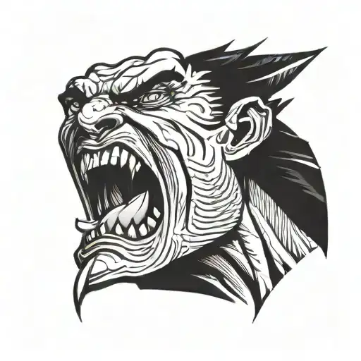 Angry Male Face Yelling Looking Up To Right