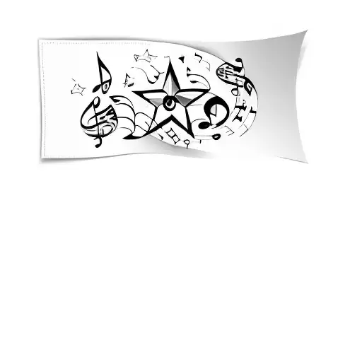 A Star With Music Notes And Clouds On It
