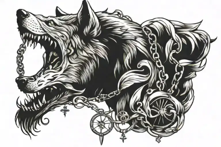 The Babygirl That Hold Chain Of Wolf Howling