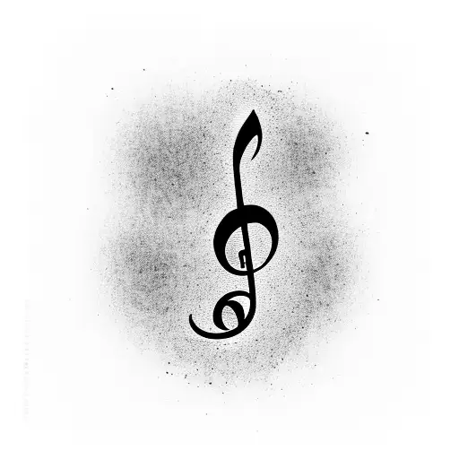 A Blackwork Tattoo Of A Music Note Intertwined With A Blooming Flower