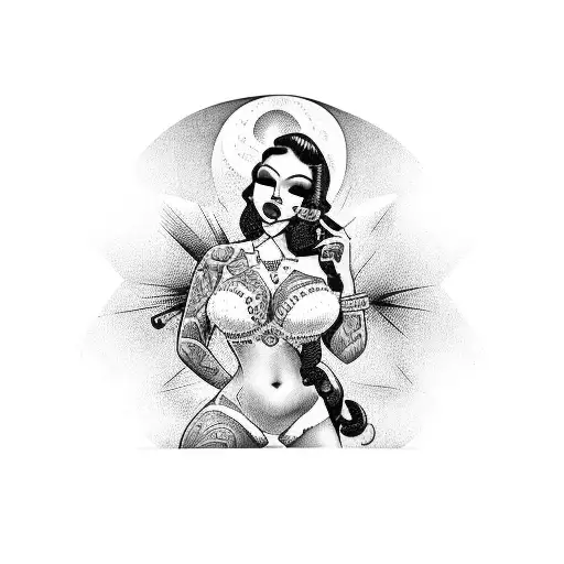 Mexican Pin Up Girl With Dark Sunset