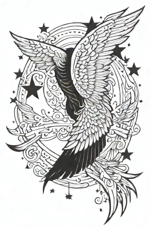 Wing And Stars And Shading Arm Sleeve