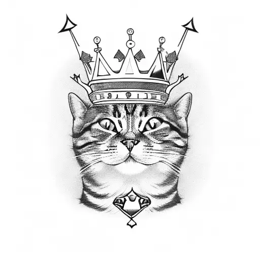 Cruel Cat With Crown And Cards