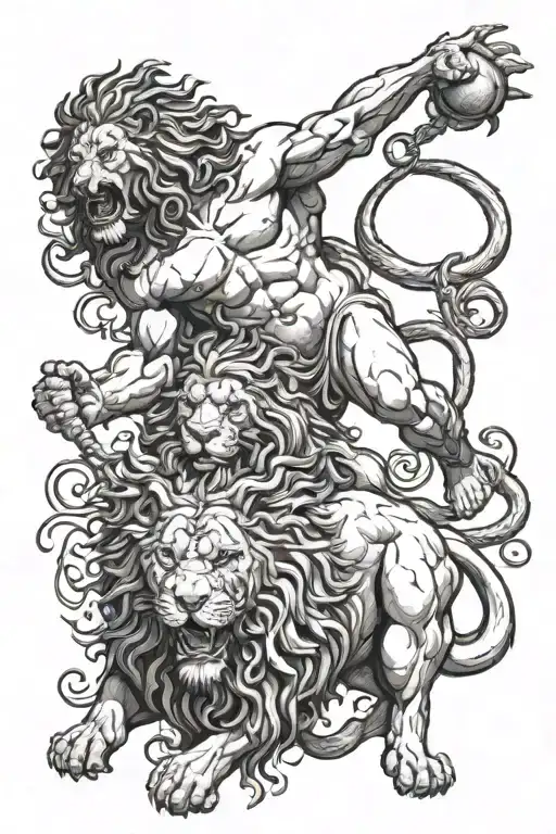 Heracles Wresling The Lion