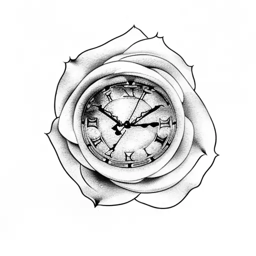 Combine A Clock And A Rose In A Surreal And Abstract Design