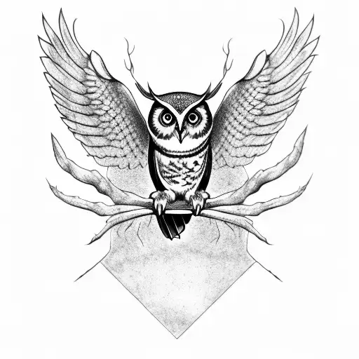 Owl With Open Wings With An Object In Its Claws