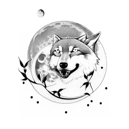 Moon And Lavender And Wolf And Woman