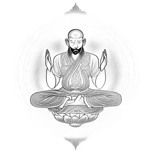 Meditating Monk In Lotus Pose