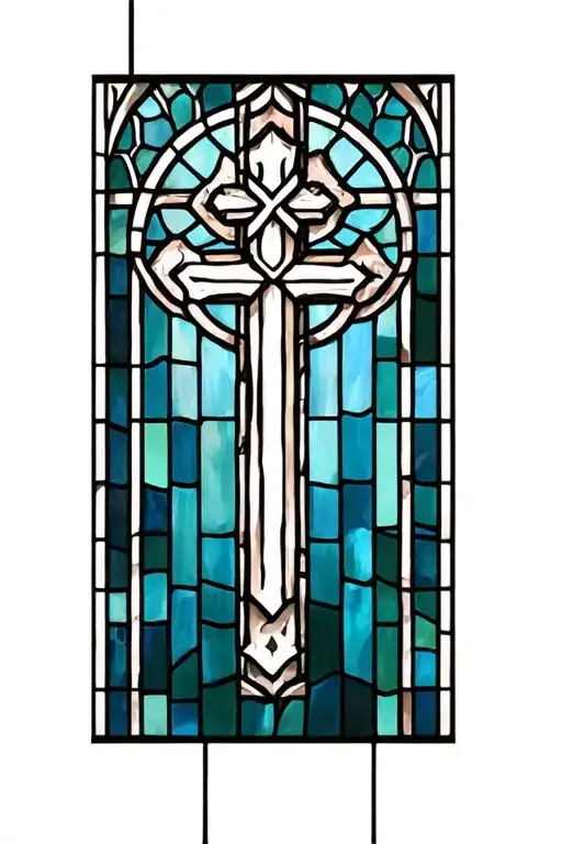 Stained Glass Window Cathedral Stained Glass With Cross