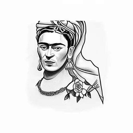 Frida Khalo Portrait On The Top And Portrait Of A Cat At The Bottom