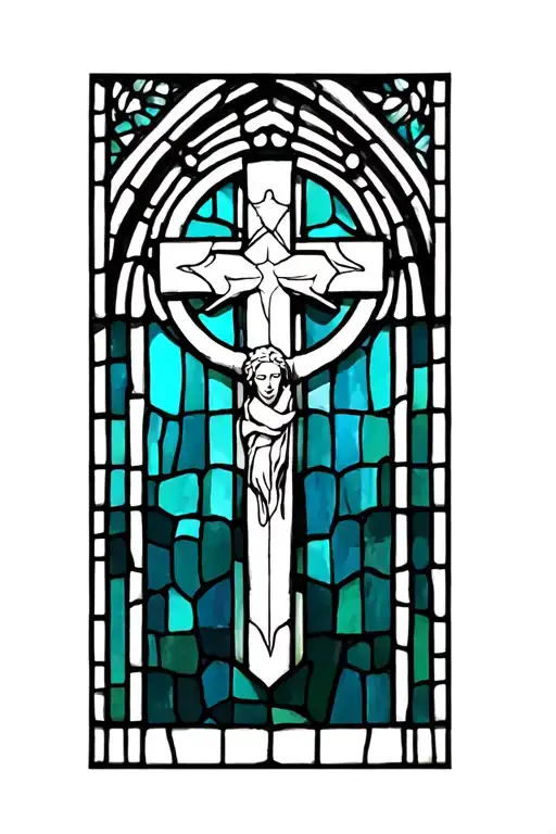 Stained Glass Window Cathedral Stained Glass With Cross