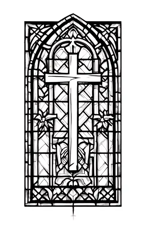 Stained Glass Window Cathedral Stained Glass With Cross No Color