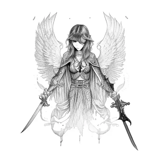 Fallen Angel One Knew Holding A Sword