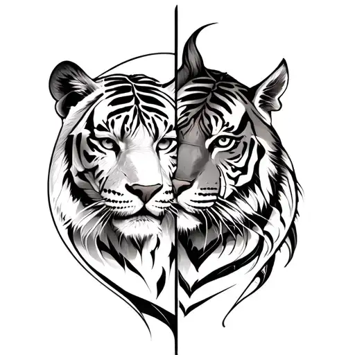 Sagittarius And Tiger Face Profile Holding