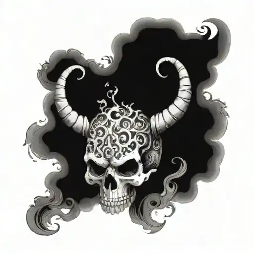 A Skull Of A Mythical Creature Engulfed In Smoke