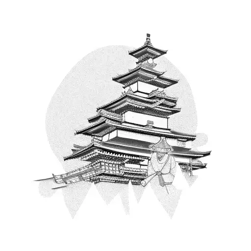 Samurai With A Building In The Background