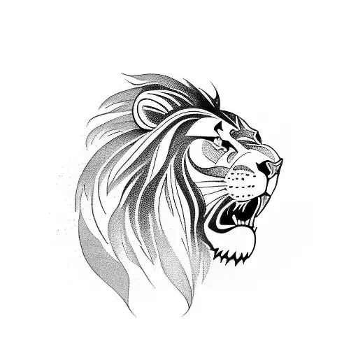 A Fierce And Majestic Blackwork Lion Representing Strength And Power In Sports