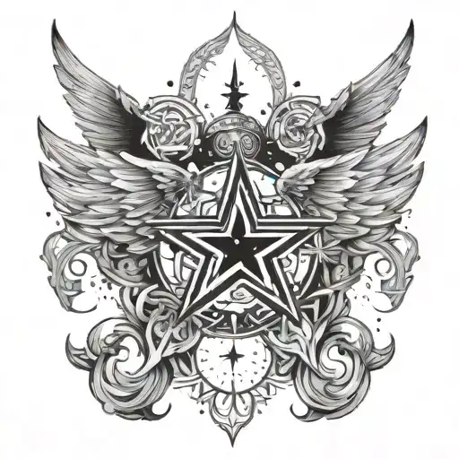 Star With Angel And Demon Wings