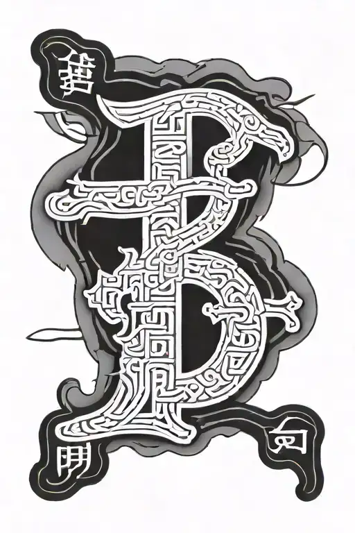 3D Chinese Letters With Rays Background