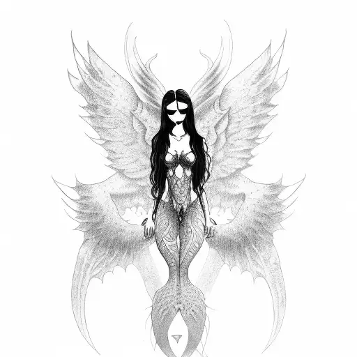 A Gothic Mermaid With Demon Wings