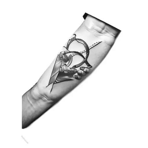 The Creation Of Adams Hands With Triangles And The Snake Around It On Forearm