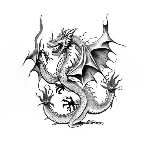 Dragon Wrapped Around Trident