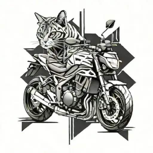 A Sleek And Modern Kawasaki Z900 Motorcycle Intertwined With A Playful Cat