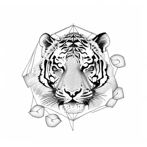 Tiger In Triangle With Roses