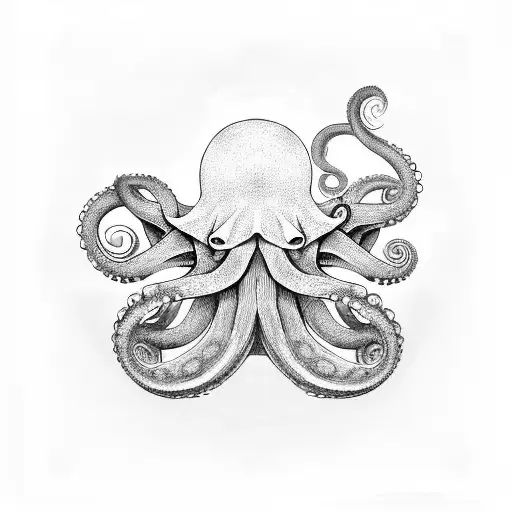 Octopus Linear Line Drawing Realistic