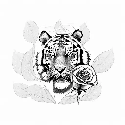 Tiger With Roses Forearm