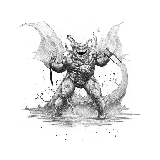 Guy Fighting Off Monsters