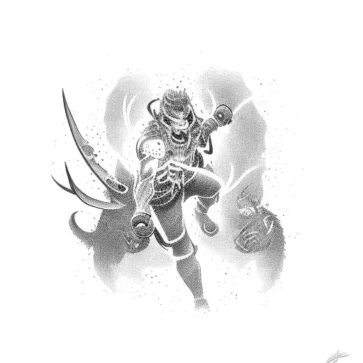 A Male Guy Fighting Off Demons