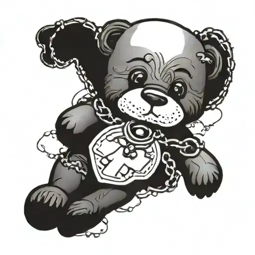 Teddy Bear Wearing A Rosary Cross Made