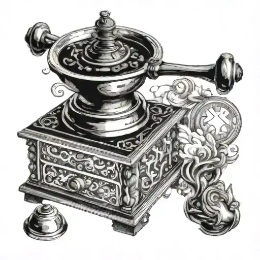 A Vintage Coffee Grinder With Smoke Forming Intricate Patterns