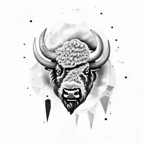 Bison On The Background Of The Starry Sky