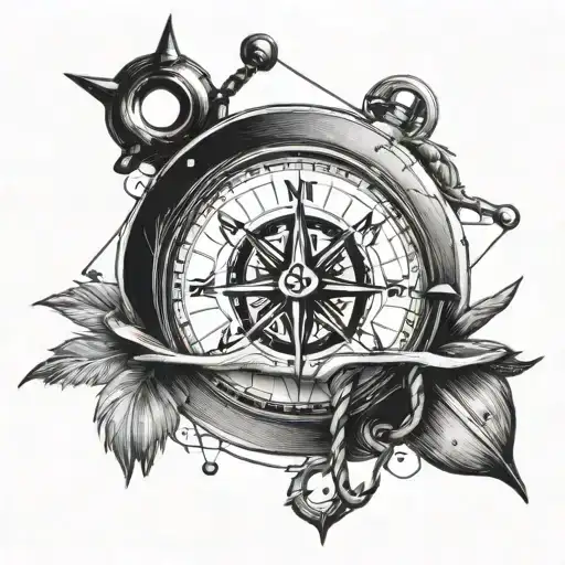 Compass With Anchor And Eye Inside