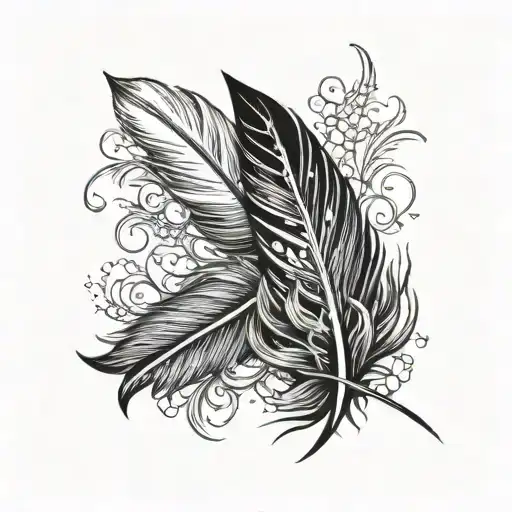 Black Feather With White Tip