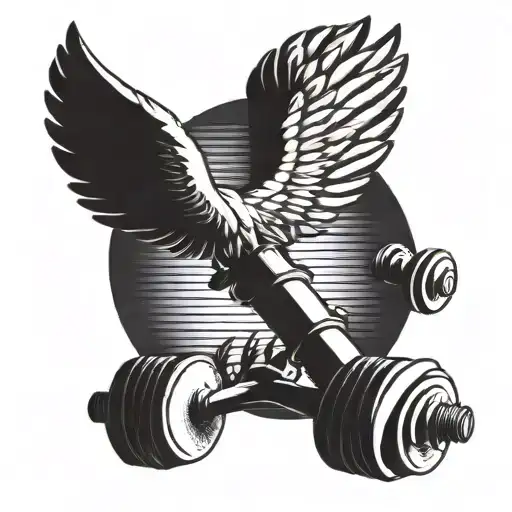 Dumbbell With Wings Symbolizing Strength And Freedom